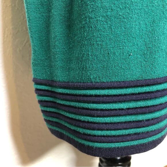 Boden green navy blue striped trim sweater shift dress size 16 - Picture 7 of 16